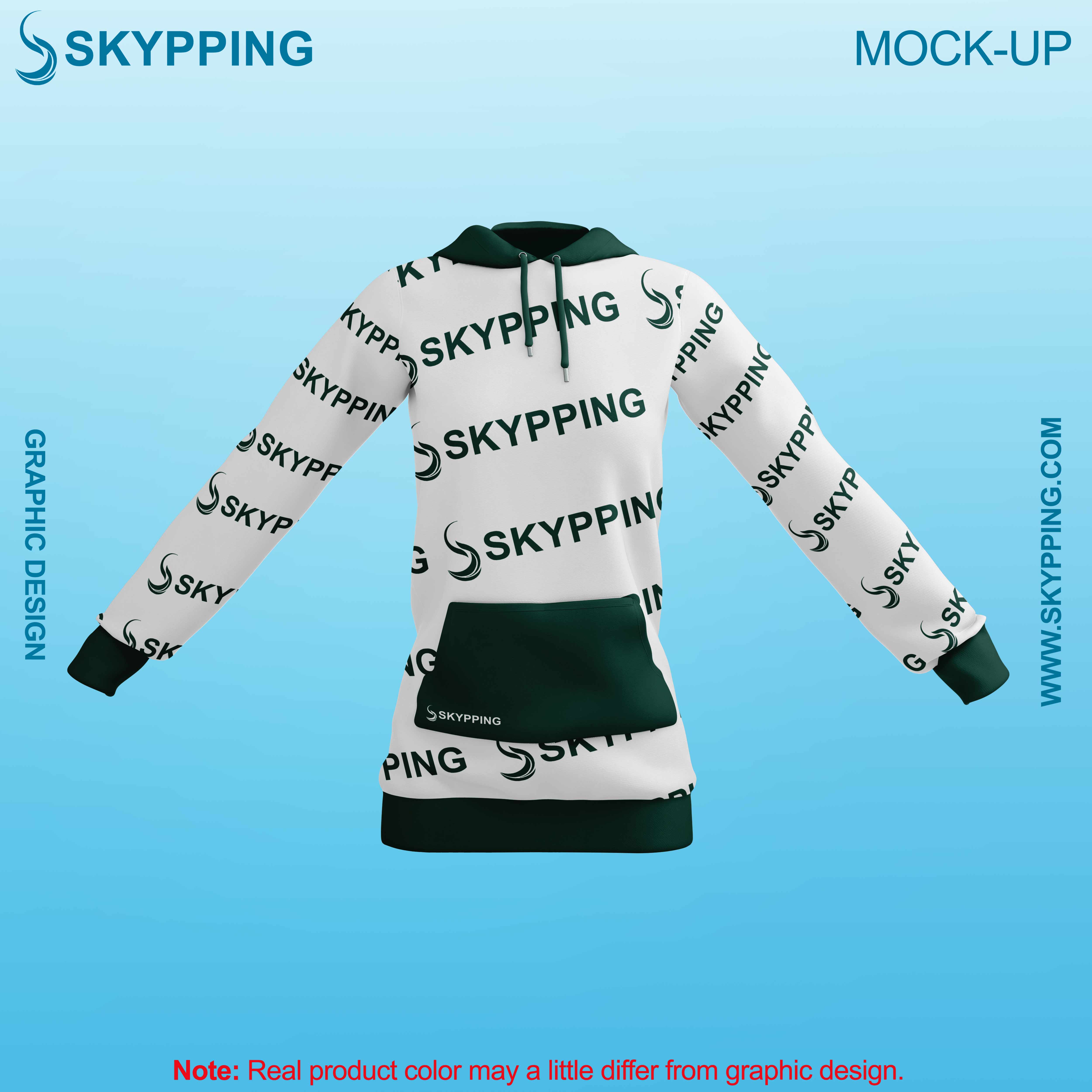 White Combo Pull Over Hoodie with Kangroo Pockets for Women